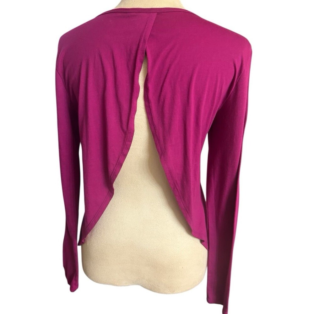 Fabletics Womens Sz S Millie Open Back Long Sleeve Burgundy Crew Lightweight